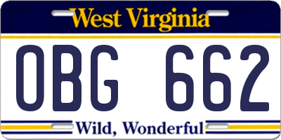 WV license plate OBG662