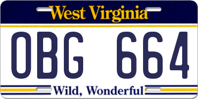 WV license plate OBG664