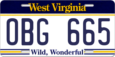WV license plate OBG665