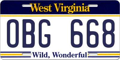 WV license plate OBG668