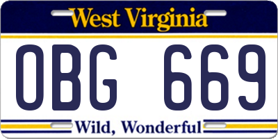 WV license plate OBG669
