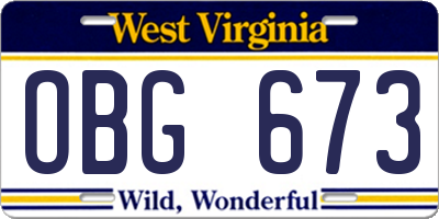 WV license plate OBG673