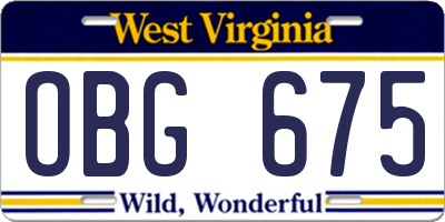 WV license plate OBG675