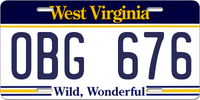 WV license plate OBG676