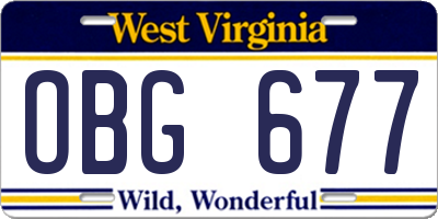 WV license plate OBG677