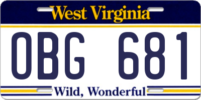 WV license plate OBG681
