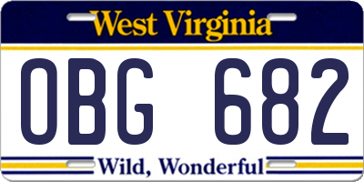 WV license plate OBG682