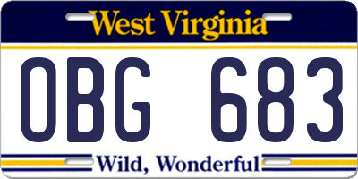 WV license plate OBG683