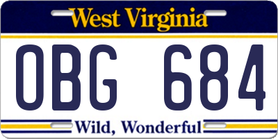 WV license plate OBG684