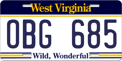 WV license plate OBG685