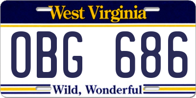 WV license plate OBG686