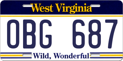 WV license plate OBG687