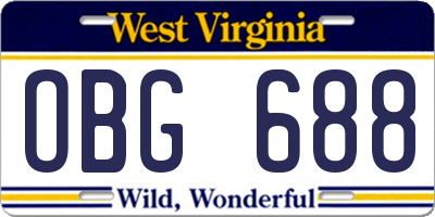 WV license plate OBG688