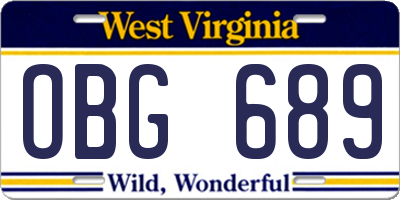 WV license plate OBG689