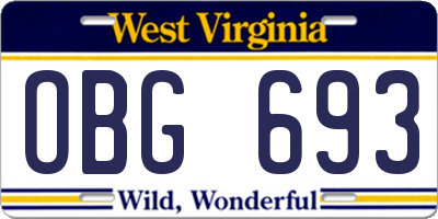 WV license plate OBG693