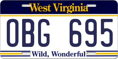 WV license plate OBG695