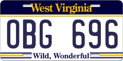 WV license plate OBG696