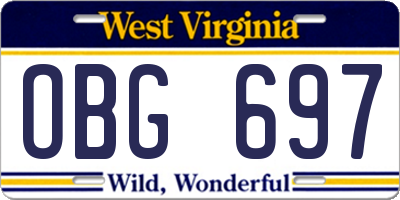 WV license plate OBG697
