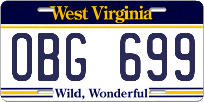 WV license plate OBG699