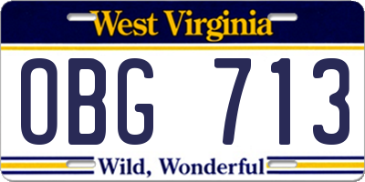 WV license plate OBG713