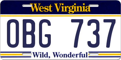 WV license plate OBG737