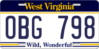 WV license plate OBG798