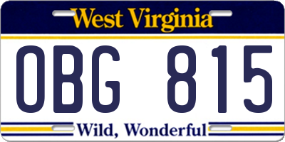 WV license plate OBG815