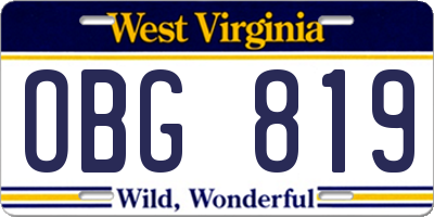 WV license plate OBG819