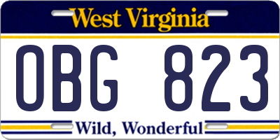 WV license plate OBG823