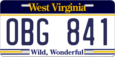 WV license plate OBG841