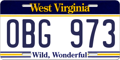 WV license plate OBG973