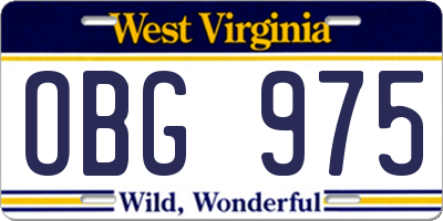WV license plate OBG975