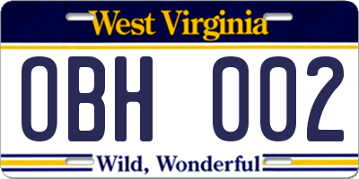 WV license plate OBH002