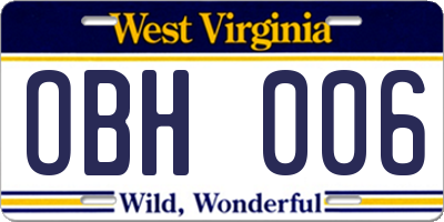 WV license plate OBH006