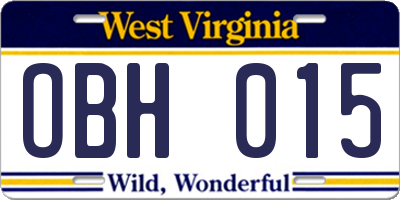 WV license plate OBH015