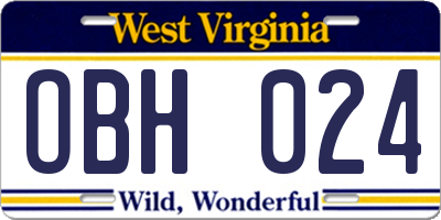 WV license plate OBH024