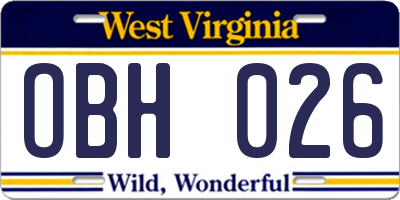 WV license plate OBH026