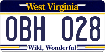 WV license plate OBH028