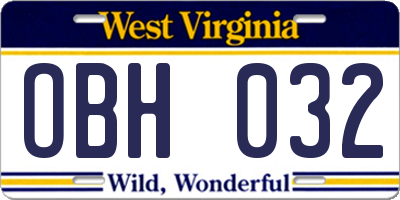 WV license plate OBH032
