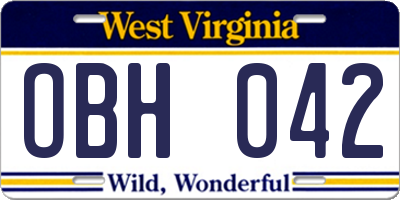 WV license plate OBH042