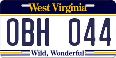 WV license plate OBH044