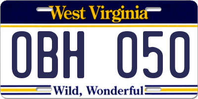 WV license plate OBH050