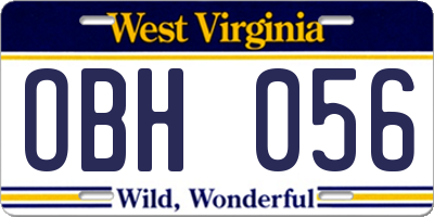 WV license plate OBH056