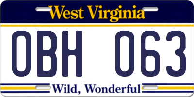 WV license plate OBH063