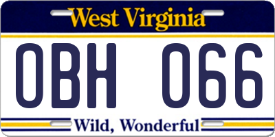 WV license plate OBH066