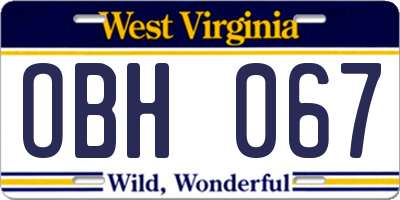 WV license plate OBH067