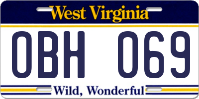 WV license plate OBH069