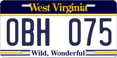 WV license plate OBH075