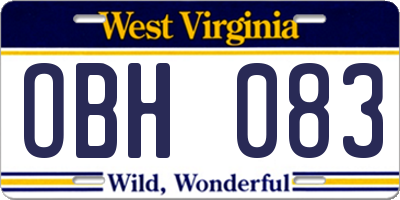 WV license plate OBH083