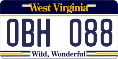 WV license plate OBH088